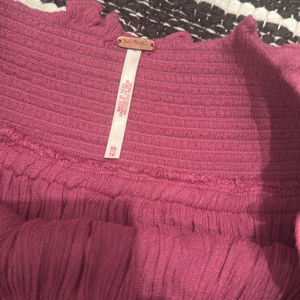 FREE PEOPLE Smocked Magenta Mini Skirt Set XS - Picture 3 of 3